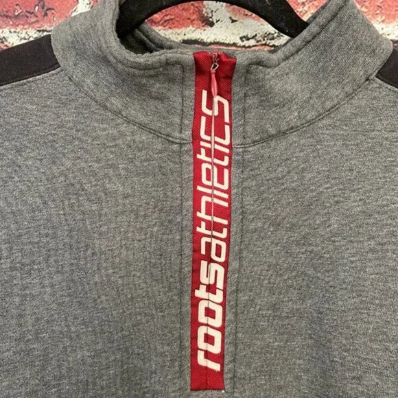 Vintage Roots Athletics Sweatshirt Large L Gray 1/4 Zip Pullover Sweater - Picture 4 of 7